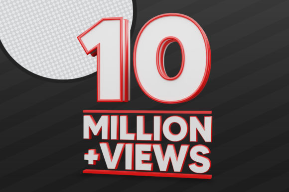 10 Million Views 3D Render Premium PSD