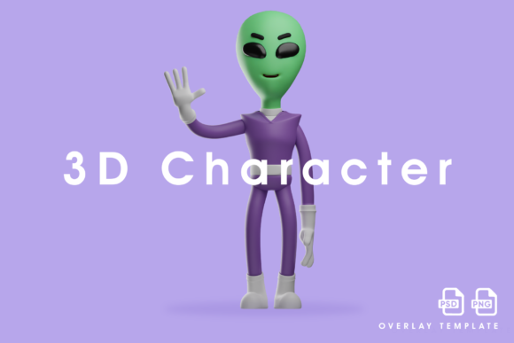 3D Alien Cartoon Design Say Hi: A Versatile Asset for Creative Projects