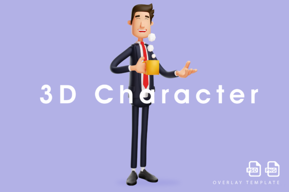 3D Male Cartoon Design with Like Sign