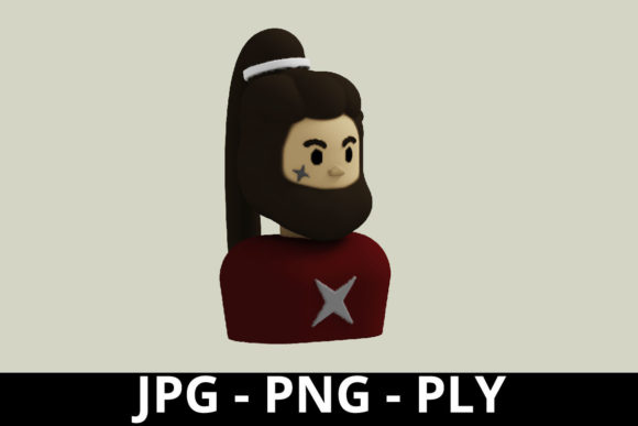 3d Rendering Half Body Ninja Avatar for Design
