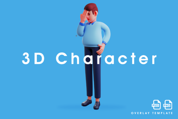 3D Workman Cartoon Design Got a Headache