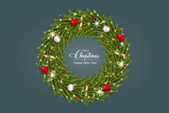 Christmas Green Wreath with Snowflake