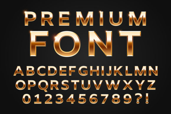 Glossy Gold Typeface. Shine Alphabet Letters: Elevating Your Brand with Premium 3D Typography