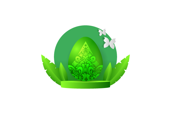 Green Cylinder Podium with 3d Egg Easter