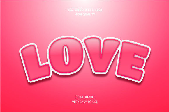 Love 3d Text Effect Mockup Graphic
