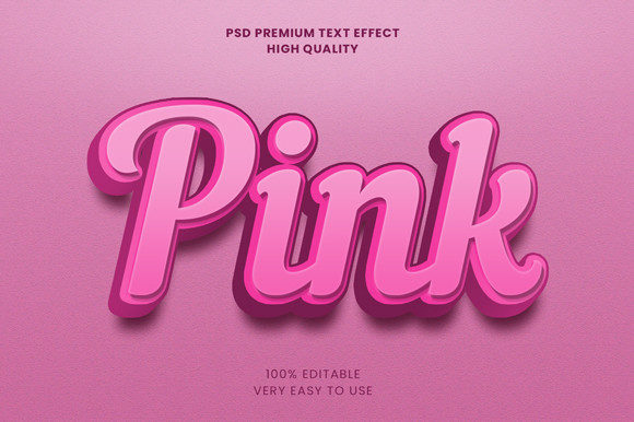 Pink 3d Text Effect Mockup PSD Graphic