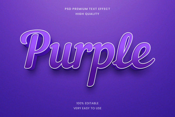 Purple 3d Text Effect Mockup PSD Graphic